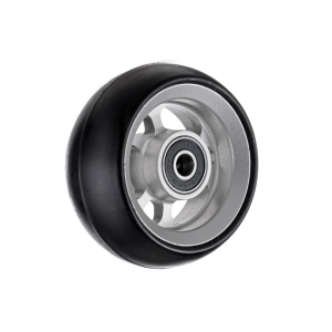 Front wheelchair wheel OMOBIC LOTUS ALUCORE 3'', D80 x 34 mm, silver aluminium anodized rim, black PU tyre